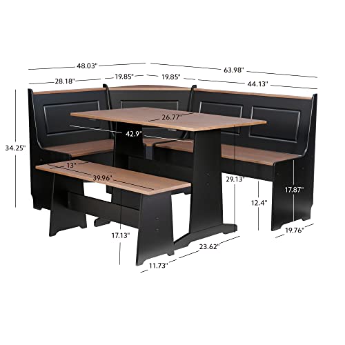 Linon Black and Pecan Breakfast Dining Set Ardmore Nook