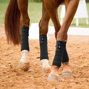 SmithBuilt Equine Fleece Polo Wraps, Black - (Set of 4) Horse Leg Bandages