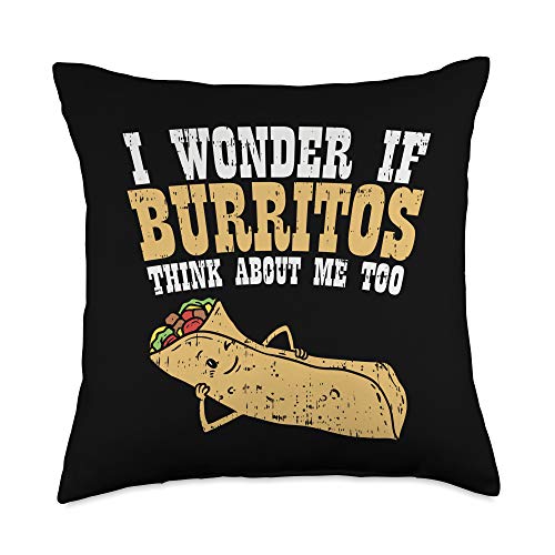 Taco Mexican Foodie Nacho Tortilla Apparel I Wonder Think About Me Too-Funny Burrito Throw Pillow, 18x18, Multicolor