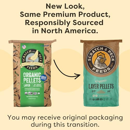 Scratch and Peck Feeds Organic Layer Pellets 16% - Premium Chicken and Duck Feed Formulated with Sustainable Grub Protein, Vitamins, and Minerals – 25 lbs