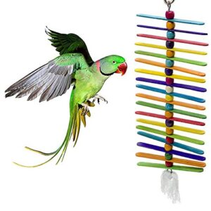 songbirdth parrot chew toys - pet birds parrot wooden stick beads string swing hanging chew toy cage decor for medium and small parrot random color