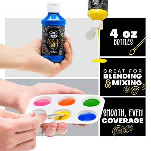 Dragon Drew 12 Colors Acrylic Paint Set (4 fl oz/120ml each) | Nontoxic Multi-Surface Craft Painting | For Kids & DIY Projects | Canvas, Paper, Wood, Styrofoam, Plaster, Fabric and More