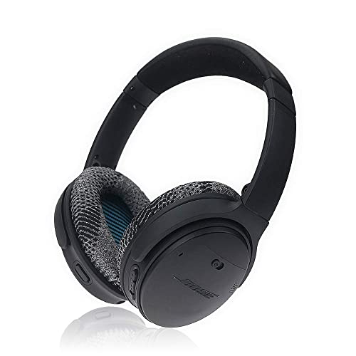 Krone Kalpasmos Premium Bose QC35 Headphones Ear Pads, Fits QuietComfort 35 ii / QC25 / QC2 / QC15 / Ae2 / Ae2i / Ae2w / SoundTrue & SoundLink(Over-Ear), Memory Foam Cushion – Black + Grey Fabric