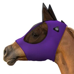 smithbuilt horse fly mask (purple, cob) - mesh eyes and ears, breathable fabric, uv protection