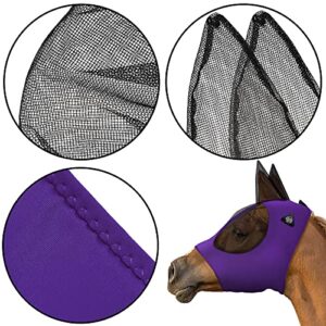 SmithBuilt Horse Fly Mask (Purple, Cob) - Mesh Eyes and Ears, Breathable Fabric, UV Protection