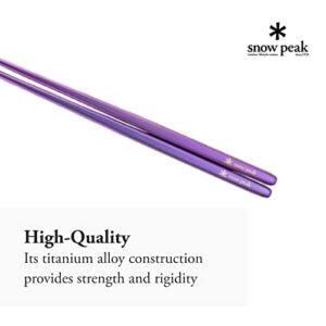 Snow Peak Titanium Chopsticks - Essential & Durable Camping Cutlery - Titanium Chopsticks with Carry Case for Convenient Storage & Packing - Utensils for Camping, HIking & Home - Purple