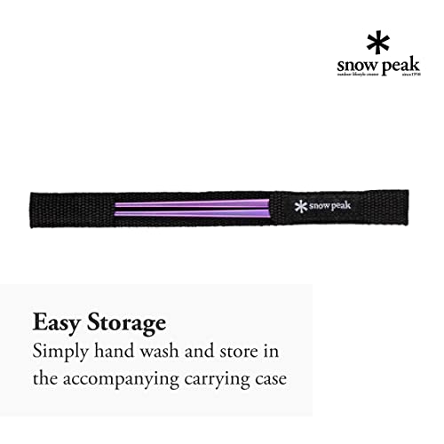 Snow Peak Titanium Chopsticks - Essential & Durable Camping Cutlery - Titanium Chopsticks with Carry Case for Convenient Storage & Packing - Utensils for Camping, HIking & Home - Purple