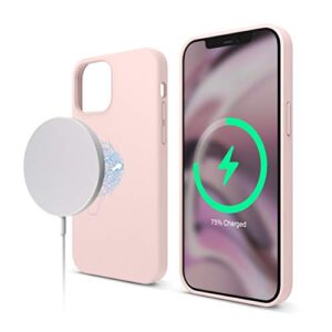 elago magnetic silicone case compatible with magsafe iphone 12 and compatible with iphone 12 pro 6.1 inch - built-in magnets, compatible with all magsafe accessories (lovely pink)