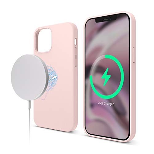 elago Magnetic Silicone Case Compatible with MagSafe iPhone 12 and Compatible with iPhone 12 Pro 6.1 Inch - Built-in Magnets, Compatible with All MagSafe Accessories (Lovely Pink)