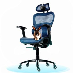 objectchair ergopro ergonomic office chair - desk chair with adjustable lumbar support, breathable mesh back and wheels - gaming chair, computer chair, home office desk chairs, rolling chair (blue)