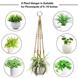 Augshy 2 Pcs Plant Hangers Hanging Plant Holder for Indoor Outdoor Decor Macrame Hanging Planter Basket with 4 Hooks(35 Inch)