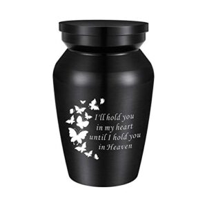 dletay small urn for human ashes small keepsake urn mini cremation urns for ashes aluminium memorial ashes holder-i'll hold you in my heart until i hold you in heaven