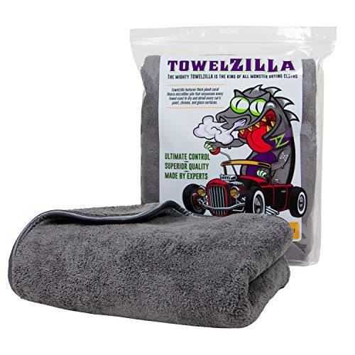 Arkwright TowelZilla Microfiber Cleaning Cloths - 800 GSM Ultra-Thick, Lint Free Car Drying Towel for Polishing, Washing, Auto Detailing, 25 x 36 in, Grey