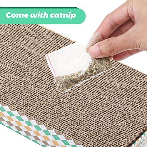 PrimePets Wide Cardboard Cat Scratcher, 3 Pack Reversible Cat Scratch Pad with Box, Flat Corrugated Board Replacement for Furniture Protection, Catnip Included