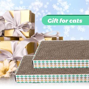 PrimePets Wide Cardboard Cat Scratcher, 3 Pack Reversible Cat Scratch Pad with Box, Flat Corrugated Board Replacement for Furniture Protection, Catnip Included