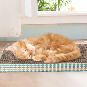 PrimePets Wide Cardboard Cat Scratcher, 3 Pack Reversible Cat Scratch Pad with Box, Flat Corrugated Board Replacement for Furniture Protection, Catnip Included