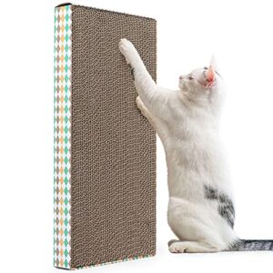 PrimePets Wide Cardboard Cat Scratcher, 3 Pack Reversible Cat Scratch Pad with Box, Flat Corrugated Board Replacement for Furniture Protection, Catnip Included