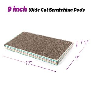 PrimePets Wide Cardboard Cat Scratcher, 3 Pack Reversible Cat Scratch Pad with Box, Flat Corrugated Board Replacement for Furniture Protection, Catnip Included