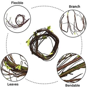 Reptile Bend-A-Branch Vines Flexible Leaves Pet Habitat Decor Climber Jungle Long Vines for Climbing Crested Gecko Lizard Frogs Snakes Chameleon 5 Pcs