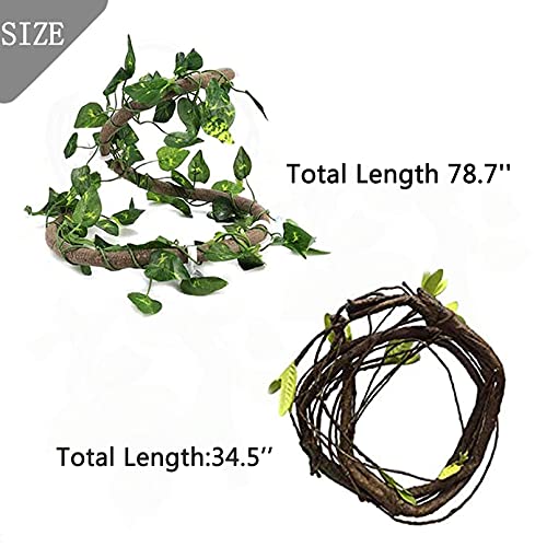 Reptile Bend-A-Branch Vines Flexible Leaves Pet Habitat Decor Climber Jungle Long Vines for Climbing Crested Gecko Lizard Frogs Snakes Chameleon 5 Pcs