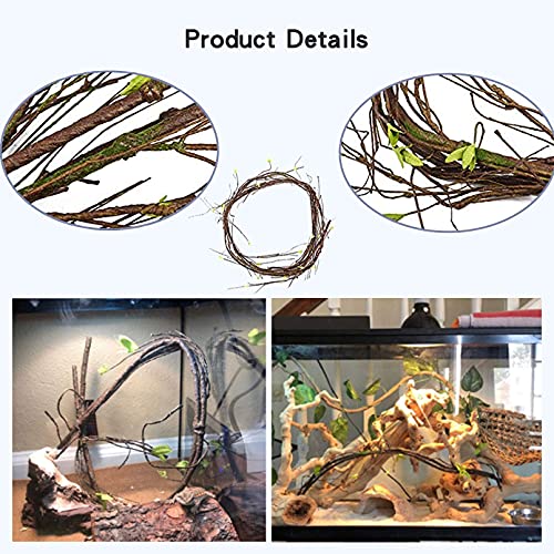 Reptile Bend-A-Branch Vines Flexible Leaves Pet Habitat Decor Climber Jungle Long Vines for Climbing Crested Gecko Lizard Frogs Snakes Chameleon 5 Pcs