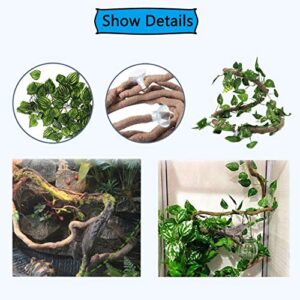 Reptile Bend-A-Branch Vines Flexible Leaves Pet Habitat Decor Climber Jungle Long Vines for Climbing Crested Gecko Lizard Frogs Snakes Chameleon 5 Pcs