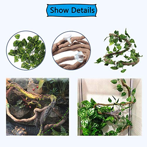 Reptile Bend-A-Branch Vines Flexible Leaves Pet Habitat Decor Climber Jungle Long Vines for Climbing Crested Gecko Lizard Frogs Snakes Chameleon 5 Pcs