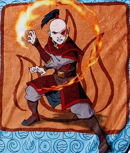 Avatar: The Last Airbender Throw Blanket Aang Zuko Katara Toph Elements Plush Throw Blanket | Cozy Sherpa Blanket | Super Soft Lightweight Fleece Blanket | Geeky Home Decor | 45 x 60 Inches