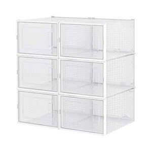 adornfy 12 pieces stackable organizer - multipurpose utility clear storage box cabinet & shoe rack for closets entryway rv - collapsible cube storage for men women shoes sneakers any purpose organizer (medium 12)