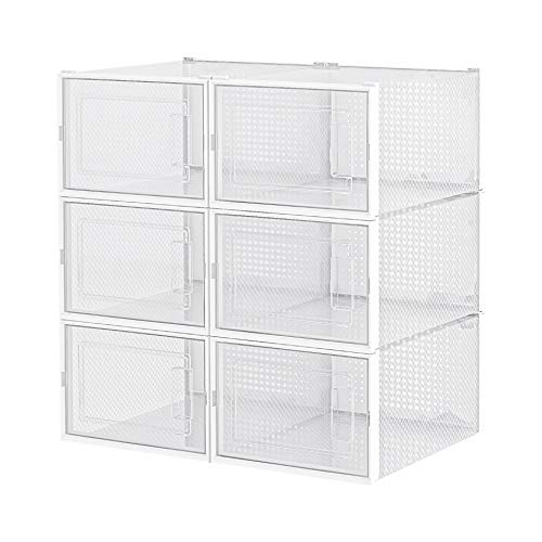 ADORNFY 12 Pieces Stackable Organizer - Multipurpose Utility Clear Storage Box Cabinet & Shoe Rack for closets entryway RV - Collapsible Cube Storage for men women shoes sneakers any purpose organizer (Medium 12)