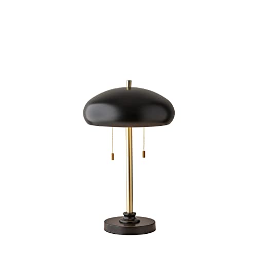 Adesso 1562-21 Cap Table Lamp, 23 in., 2 x 40W Type A (Not Included), Black & Antique Brass, 1 Table Lamps