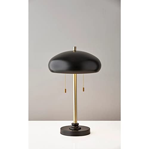 Adesso 1562-21 Cap Table Lamp, 23 in., 2 x 40W Type A (Not Included), Black & Antique Brass, 1 Table Lamps