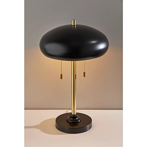 Adesso 1562-21 Cap Table Lamp, 23 in., 2 x 40W Type A (Not Included), Black & Antique Brass, 1 Table Lamps