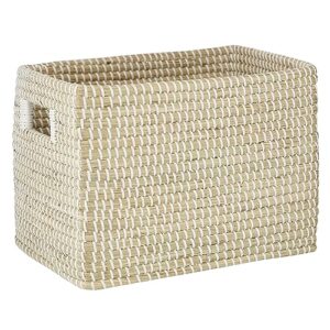 cosmoliving by cosmopolitan seagrass rectangle storage basket with handles, 15" x 11" x 10", brown