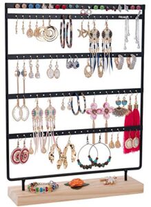 jazuiha earrings organizer stand earring holder display stand with100 holes 5 tier jewelry organizer rack of wooden base storing earrings for girls (black)
