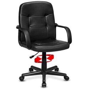 powerstone office chair leather computer desk chair ergonomic executive seating mid back lumbar support adjustable swivel task chair