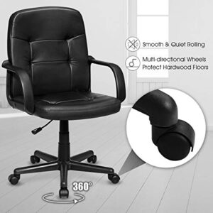 POWERSTONE Office Chair Leather Computer Desk Chair Ergonomic Executive Seating Mid Back Lumbar Support Adjustable Swivel Task Chair