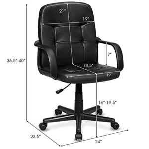POWERSTONE Office Chair Leather Computer Desk Chair Ergonomic Executive Seating Mid Back Lumbar Support Adjustable Swivel Task Chair