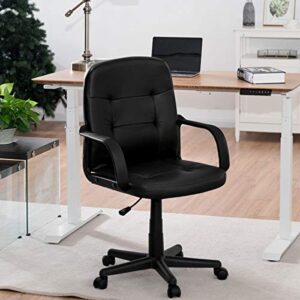 POWERSTONE Office Chair Leather Computer Desk Chair Ergonomic Executive Seating Mid Back Lumbar Support Adjustable Swivel Task Chair