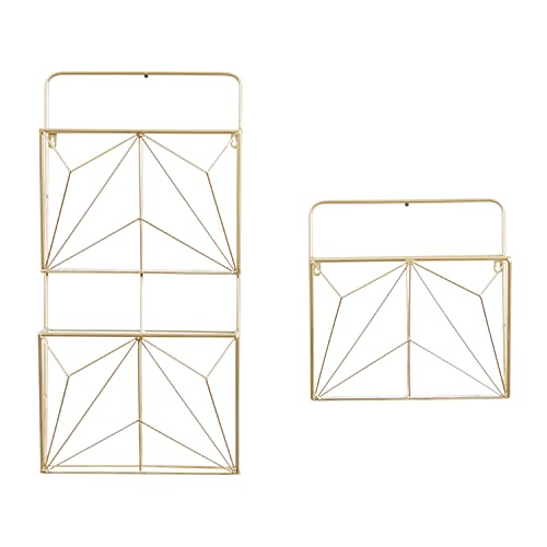 Deco 79 Rustic Metal Rectangle Wall Shelf, Set of 2 15", 30"H, Gold