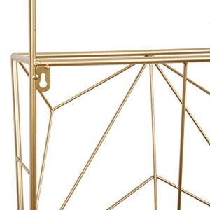 Deco 79 Rustic Metal Rectangle Wall Shelf, Set of 2 15", 30"H, Gold