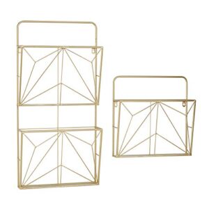 Deco 79 Rustic Metal Rectangle Wall Shelf, Set of 2 15", 30"H, Gold