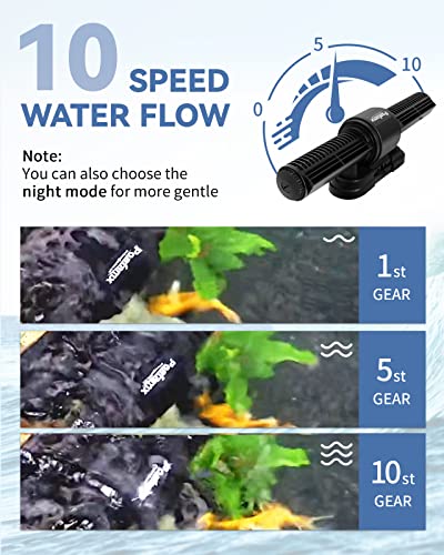 Poafamx Wave Maker for Aquarium with Controller 50W for Min 1.2m/3.9ft Long Fish Tank Above 100 Gallon Saltwater and Freshwater Cross Flow Water Circulation Pump Magnet Suction Base 110V