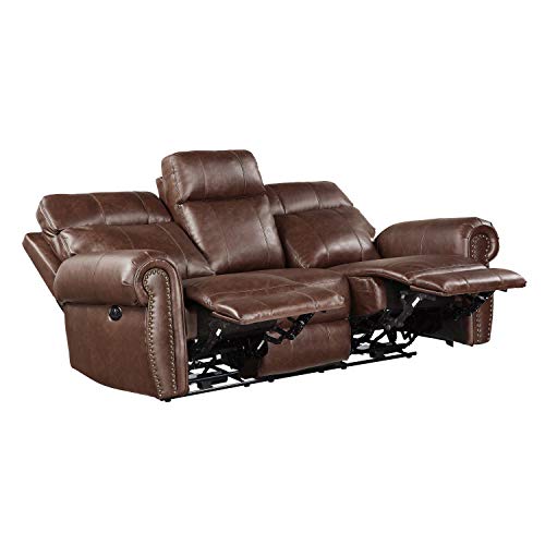 Lexicon Gallina Power Double Reclining Sofa, Brown