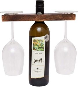 earthly home wooden wine bottle & glass holder handmade antique wood stand for wine for two glasses & bottle beautifully handcrafted antique look traditionally handcrafted