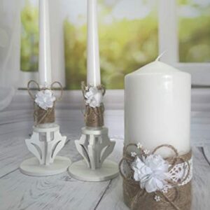Magik Life Unity Candle Set for Wedding - Wedding décor & Wedding Accessories - Candle Sets - 6 Inch Pillar and 2 10 Inch Tapers - Rustic Unity Candle (Rustic)