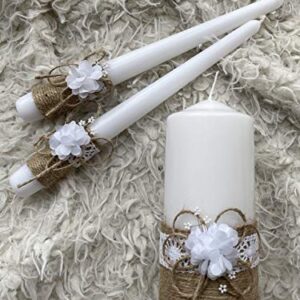 Magik Life Unity Candle Set for Wedding - Wedding décor & Wedding Accessories - Candle Sets - 6 Inch Pillar and 2 10 Inch Tapers - Rustic Unity Candle (Rustic)