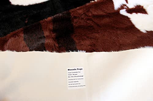 Masada Rugs, Faux Fur Cowhide Area Rug Brown Black White (3 Feet X 5 Feet)