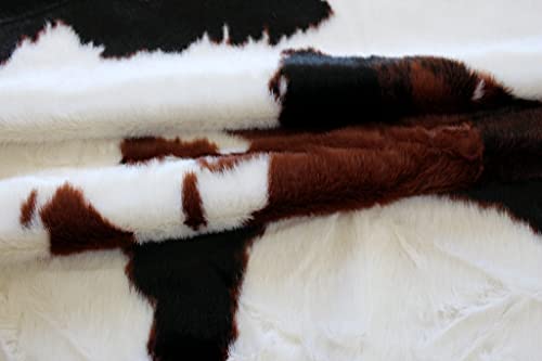Masada Rugs, Faux Fur Cowhide Area Rug Brown Black White (3 Feet X 5 Feet)