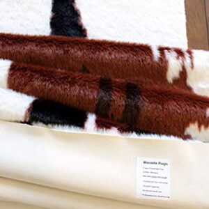 Masada Rugs, Faux Fur Cowhide Area Rug Brown Black White (3 Feet X 5 Feet)